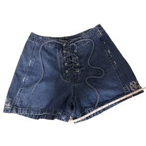 OP Dark Blue Lace-Up Jean Shorts Size Junior 5
